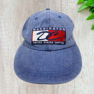 Vintage Denim Washington DC US Capitol Strapback Dad Hat Embroidered Patch ATT